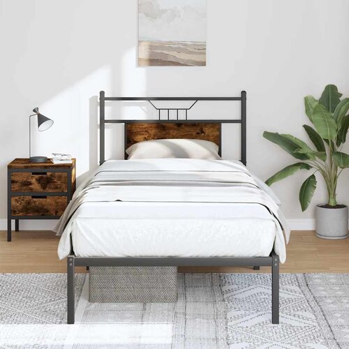 vidaXL Okvir kreveta bez madraca dimljena boja hrasta 90x190 cm drveni Cijene