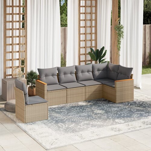  6-dijelni set vrtnih sofa s jastucima bež od poliratana 62 x 62 x 69 cm Cijene