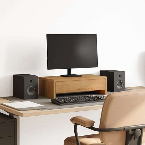 VidaXL Stalak za monitor s ladicama boja hrasta 50x27x15 cm drveni Slike