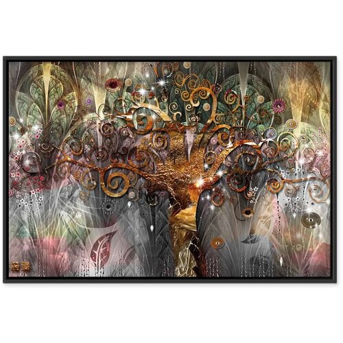  Slika - Gold Tree 120x80 U crnom drvenom okviru Cene