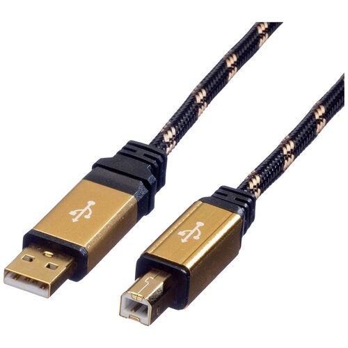 Roline USB kabel USB 2.0 USB-A vtič\, USB-B vtič 3.00 m črna\, zlata dvojno oklopljen\, pozlačeni konektorji 11.02.8803, (20416669) Cene