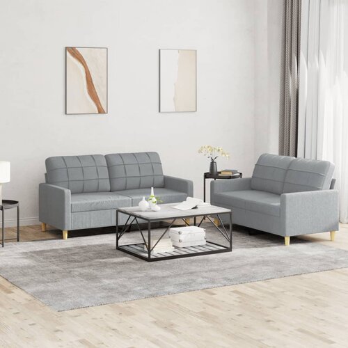  2-dijelni set sofa s jastucima svjetlosivi od tkanine Slike