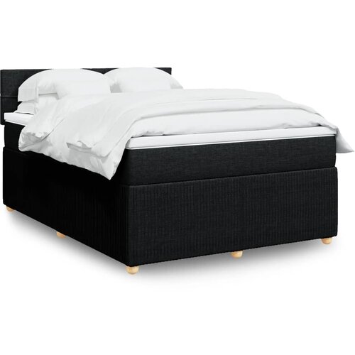 VidaXL Krevet s oprugama i madracem crni 160x200 cm od tkanine Slike