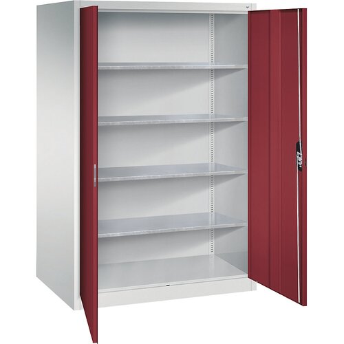C+P Delavniška omara s krilnimi vrati, VxŠxG 1950 x 1200 x 800 mm, svetlo sive / rubinasto rdeče barve Cene