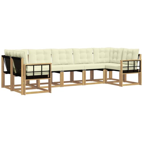 vidaXL Zunanja garnitura za sedenje z blazino 7 pcs Bela in krem, (5000281638) Cene