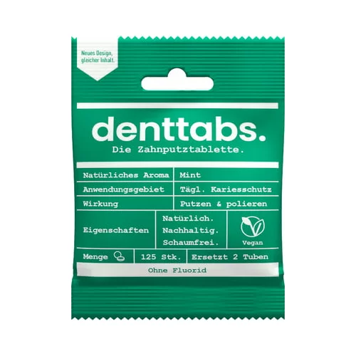 denttabs. Tablete za čiščenje zob s stevia-mint in brez fluorida