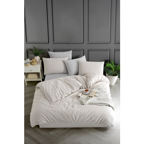 Hanah home komplet posteljine Yarn Dyed, 160x220cm,100x200cm, Bež Slike