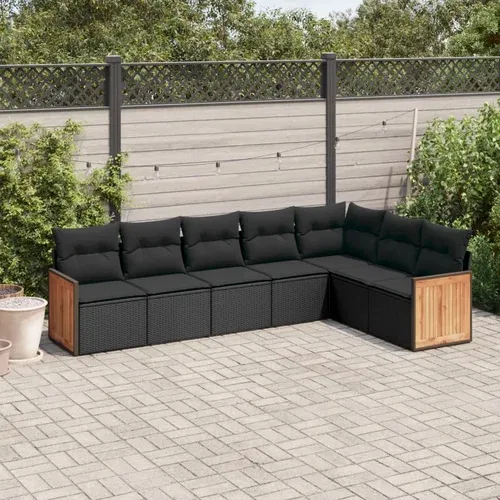 vidaXL 7-dijelni set vrtnih sofa od poliratana s jastucima crni