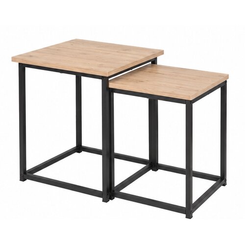  Set klub stolova Duo Square, 40x40x50 cm, 35x35x45 cm, 2 komada, Hrast Slike