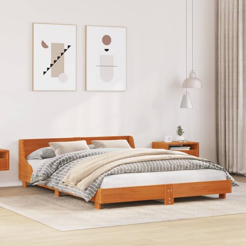 Furnova Posteljni okvir brez vzmetnice vo&amp;scaron;čeno rjav 120x200 cm borovina, (21938353) Slike