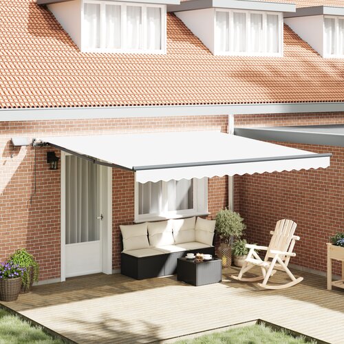 VidaXL Ročna Retraktibilna Tenda z LED bela 400x350 cm, Zamenjava tenda za okvir 4x3.5 m bela Slike