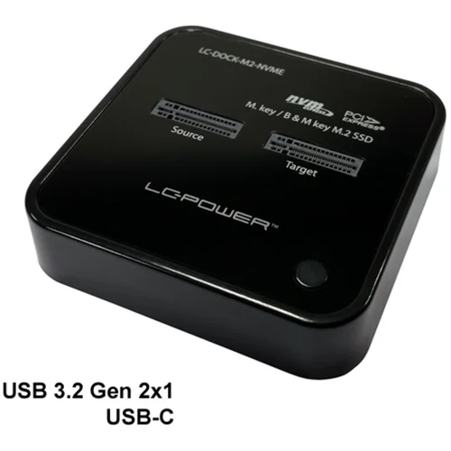 LC-Power Docking station NVMEM.2 SSD, USB-C port, 2x SSD-a,Transfer rate do 10 Gb/s