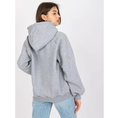 Fashion Hunters Peggy gray melange women's sweatshirt with a hood