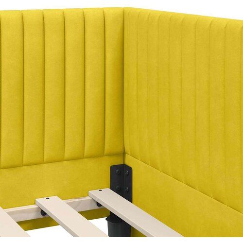 VidaXL Kutni okvir kreveta s uzglavljem Žuta 100 x 200 cm Bar&amp;scaron;un Slike