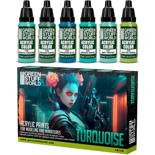 Green Stuff World Paint Set - Turquoise (Box x6) Slike