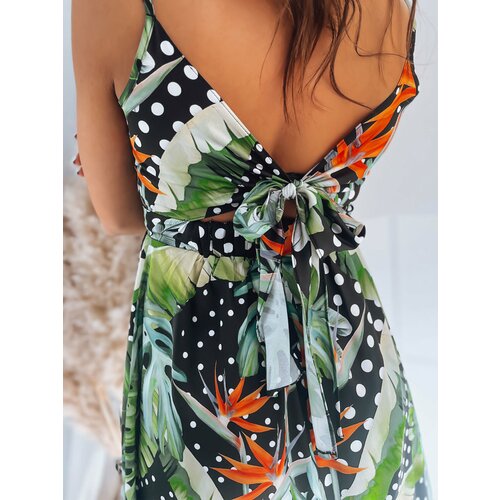 DStreet Dress with tropical patterns TROPICAL black Slike