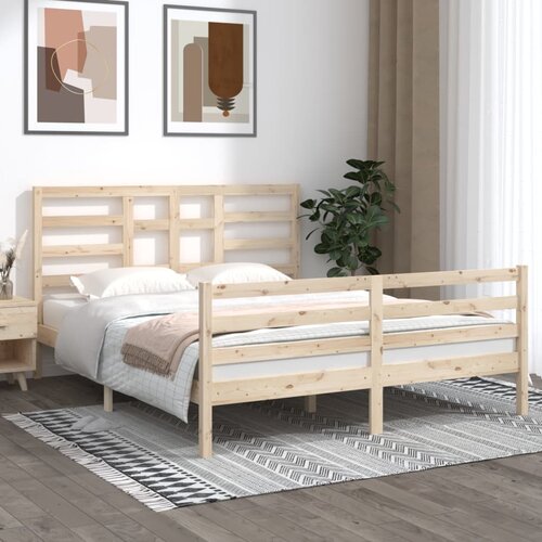 The Living Store Posteljni okvir iz trdnega lesa 160x200 cm - Posteljni Okvir, (21525386) Slike