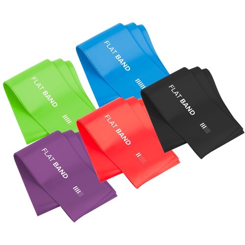 Rebel ACTIVE Set TPE traka za vežbanje Flat Band Ls-1, otpor 1,5-11,5 kg, 5 traka u setu, model RBA-3004 Slike