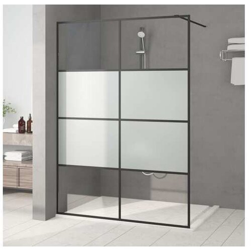 Pregrada za tu&scaron; črna 140x195 cm delno motno ESG steklo Cene