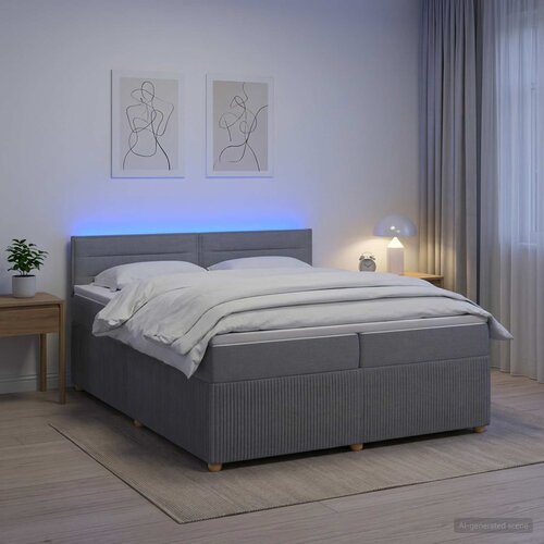  Boxspring krevet s madracem Svjetlosiva 200 x 200 cm Tkanina Cene