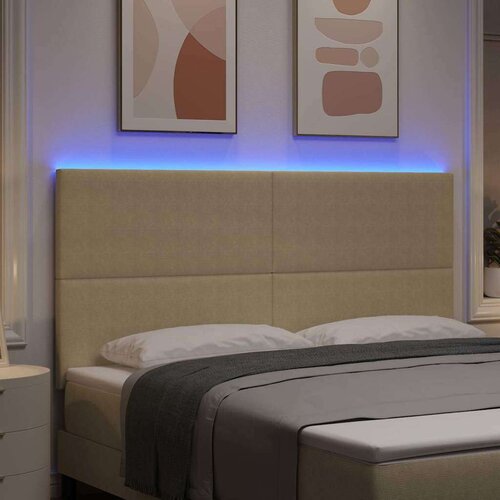  LED glava kreveta S LED lampica Siva zelena 180 cm Poliester Slike