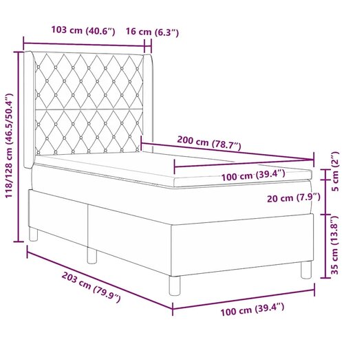 Box spring krevet s madracem Crna 100 x 200 cm Bar&amp;scaron;un - Crna 100 x 200 cm Kristal s dugmadima Slike
