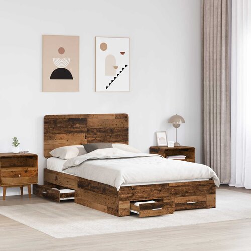 Krevetna konstrukcija Staro drvo 120 x 190 cm Konstruirano drvo Smeđa 193 x 123 x 100 cm Slike