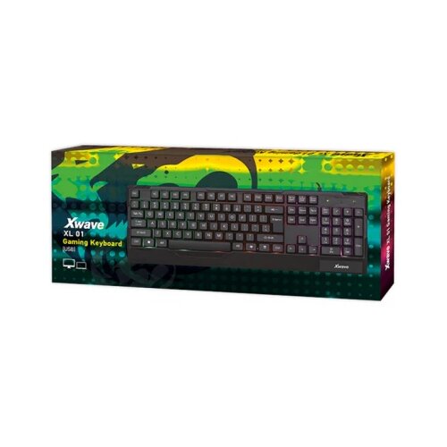 X Wave XL 01 Tastatura gejmerska sa RGB pozadinskim osvetljenjem,USA slova,crna Slike