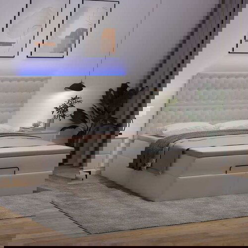 VidaXL Otomanski okvir kreveta s madraca bijela 140x200cm umjetna koža Slike