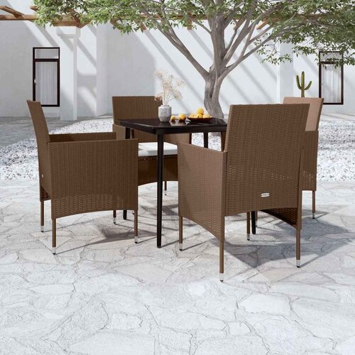  5-dijelni vrtni blagovaonski set s jastucima smeđe-crni Smeđa Dužina stola 80 cm Cene
