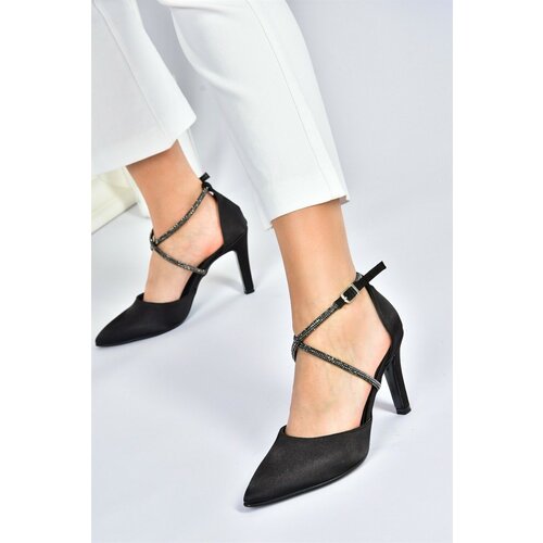 Fox Shoes black satin fabric pointed toe women's heeled shoes Cene