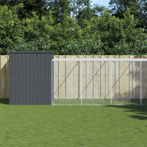 vidaXL Pasja uta z izhodom antracitna 214x865x181 cm pocinkano jeklo Cene
