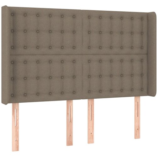  LED uzglavlje smeđesivo 147 x 16 x 118/128 cm od tkanine Slike