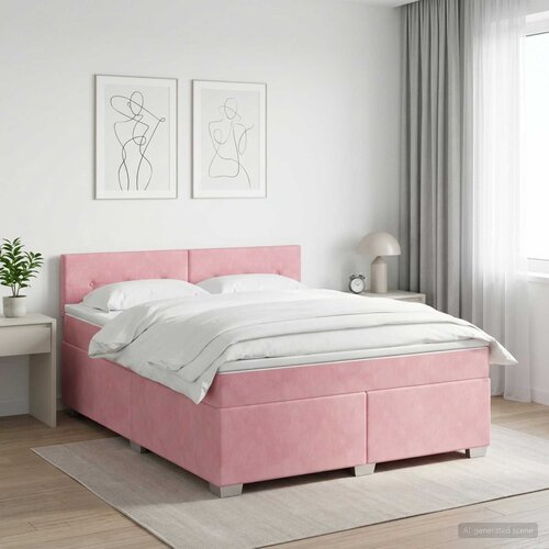  Boxspring krevet s madracem Ružičasta 140 x 200 cm Baršun Cene