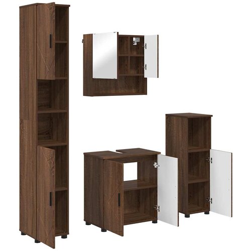 VidaXL Komplet pohi&amp;scaron;tva za kopalnico 4 pcs Rjavi hrast 61 x 35 x 64 cm, (5000064564) Slike