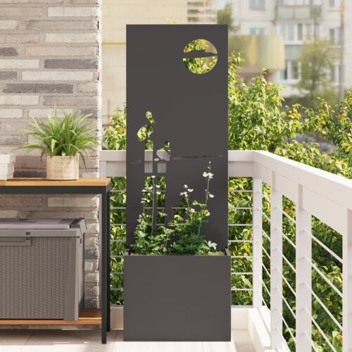 vidaXL Vrtni Sadič s Dekorativnom Pločom Crna 50 x 140 cm Cijene
