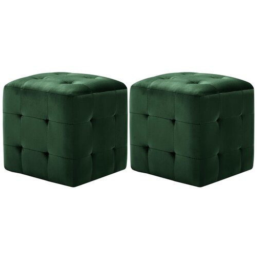 VidaXL Tabure 2 kom zeleni 30 x 30 x 30 cm od bar&amp;scaron;unaste tkanine Slike