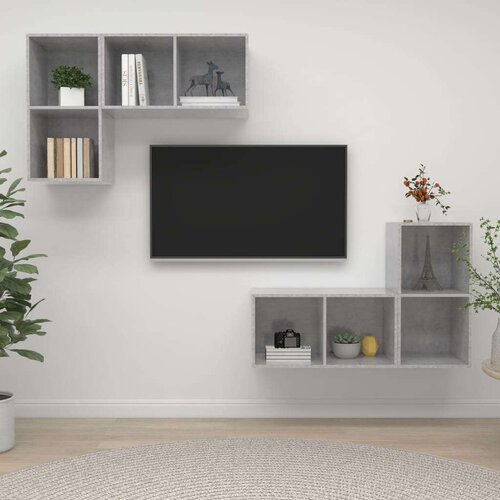  Zidni TV ormarići 4 kom siva boja betona od iverice Slike