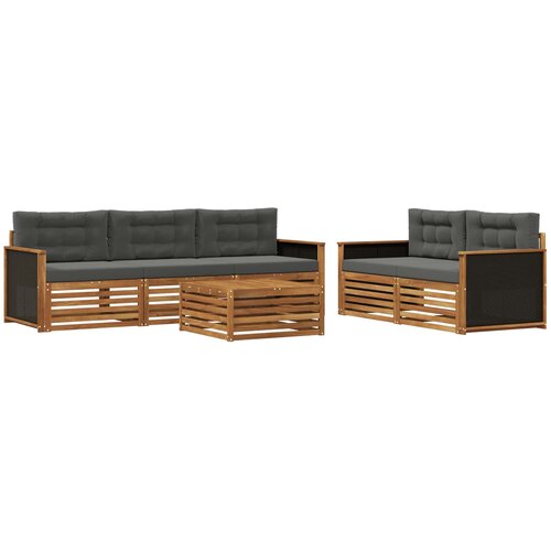  Set vanjskih sofa 6 kom. Prirodna i antracit Smeđa Slike