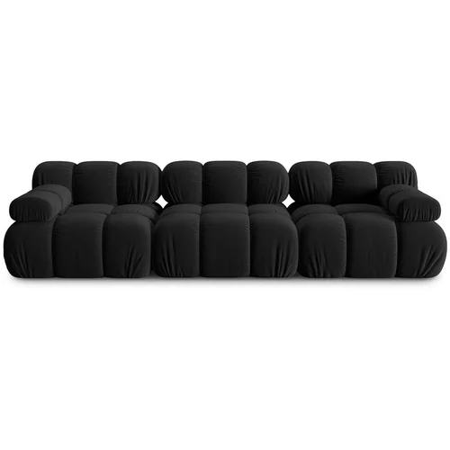 Micadoni Home Crna baršunasta sofa 282 cm Bellis –