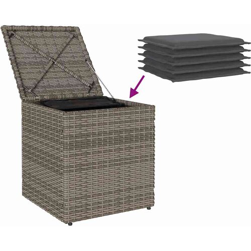  Vrtni tabure s jastucima 2 kom sivi 40x40x43 cm poliratan Slike