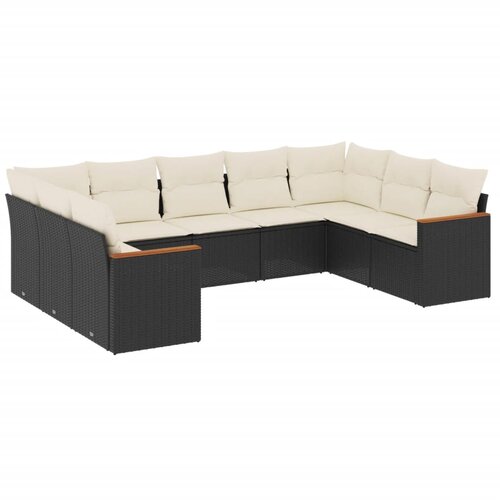  9-dijelni set vrtnih sofa s jastucima crni od poliratana Crna 62 x 62 x 69 cm Slike