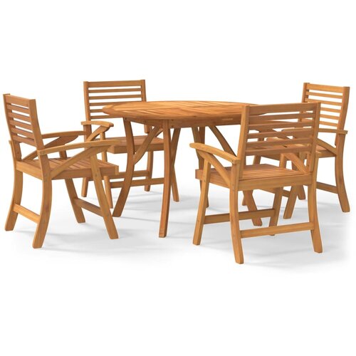 vidaXL Vrtna garnitura - 5-dijelni vrtni blagovaonski set od masivnog bagremovog drva - Ø 110 cm 4 Cene