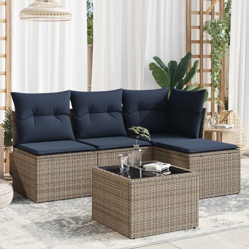vidaXL 5-dijelni set vrtnih sofa od poliratana s jastucima sivi Cijene