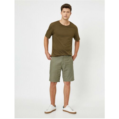 Koton Men's Khaki Striped Shorts & Bermuda Slike