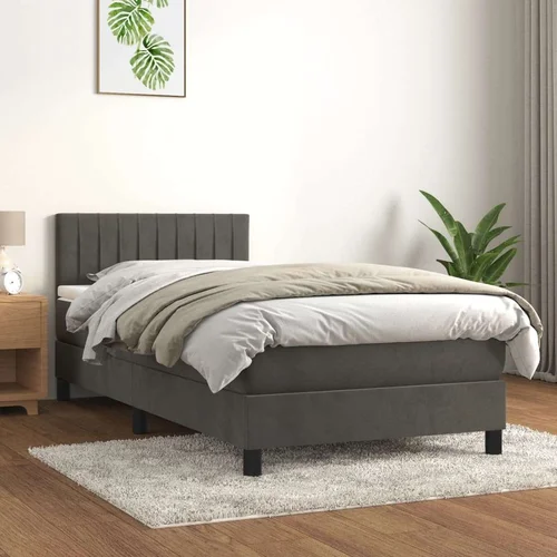 Box spring krevet s madracem tamnosivi 100x200 cm baršunasti