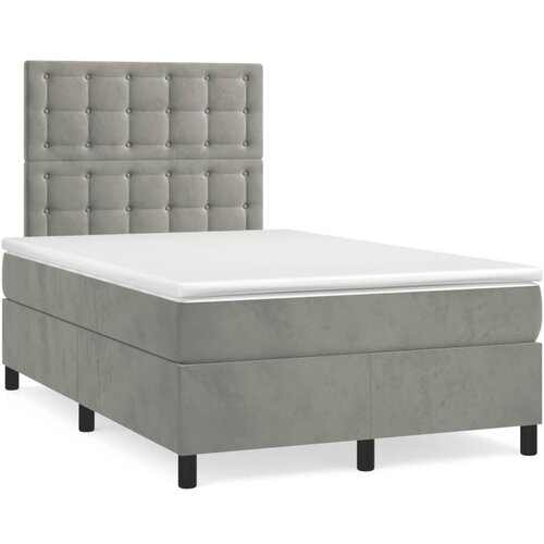VidaXL Box spring postelja z vzmetnico svetlo siva 120x190 cm žamet Slike