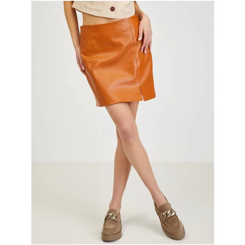 Orsay Orange leatherette skirt - Ladies