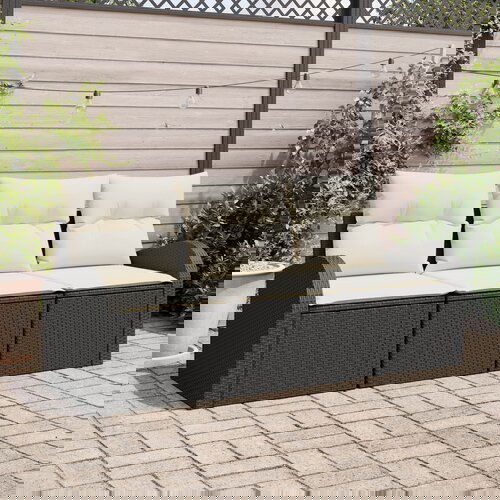 vidaXL Set od 3 vrtne sofe s jastučićima crna poli ratan Cijene