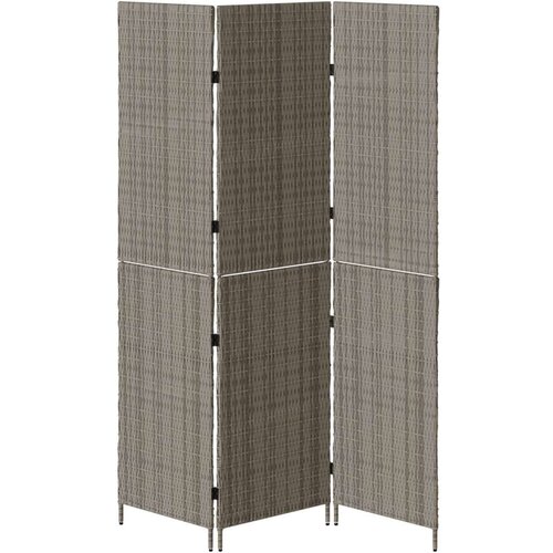vidaXL Pregradna stena 3 plo&scaron;če zložljiva siva 147x180 cm poly ratan Cene